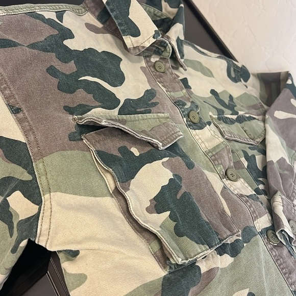 One of a kind Handmade camo print cropped jacket with released hem, Cotton,M - Picture 7 of 15